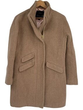 J. Crew Cocoon Coat Italian Stadium-Cloth Wool Blend Nello Gori Tan Size 2